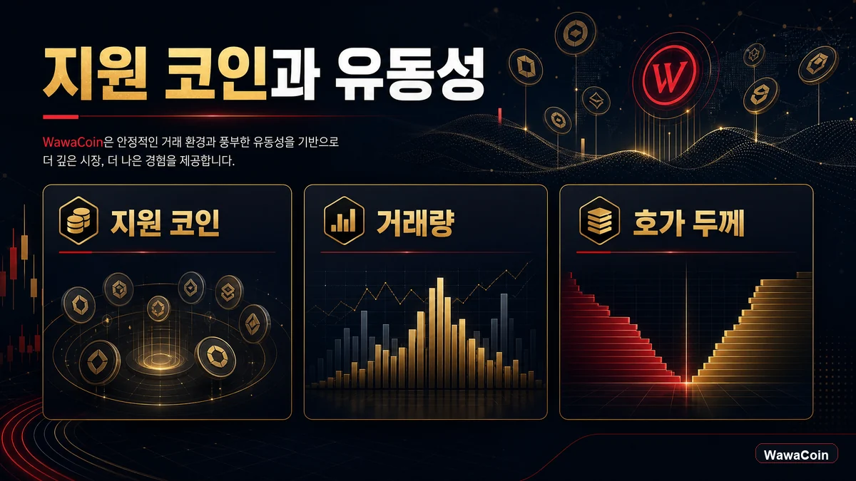 바이낸스 지원 코인과 거래량, 호가 두께를 비교한 유동성 이미지