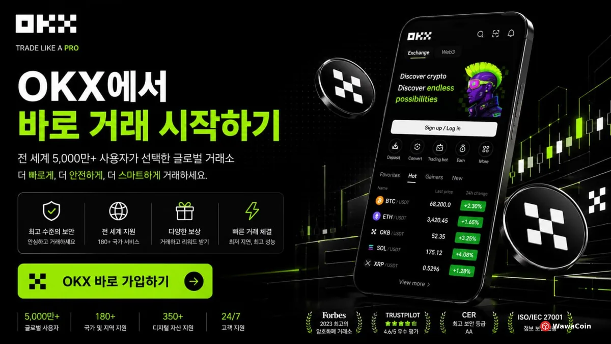OKX 거래소 기본 개요와 수수료, 보안, Web3 확인 기준을 정리한 이미지